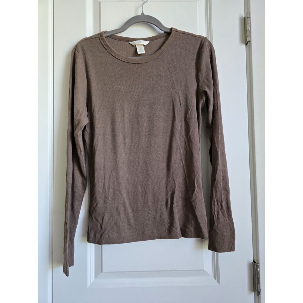 H&M Taupe Ribbed Long Sleeve Top